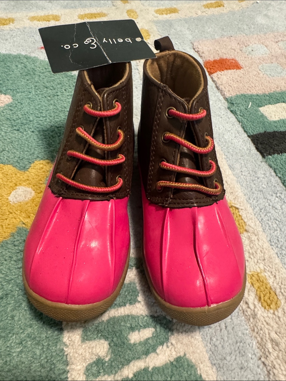 b.o.c. Kids Pink and Brown Duck Rain Boots